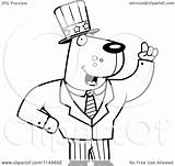 Uncle Sam Suit Dog Clipart Cartoon Outlined Coloring Vector Thoman Cory Royalty sketch template