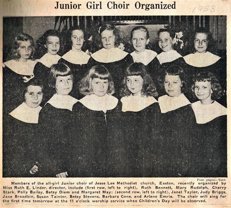 easton hse jesse lee girls choir 1953 historical society