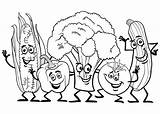 Cartoon Cibo Kleurplaten Kleurplaat Legumes Colorir Verdure Illustrazione Felice Gruppo Comic Caratteri Schattig Vegetable Groenten Vitamine Groente Gezonde Lebensmittel Livro sketch template