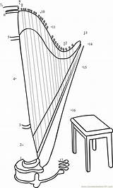 Harp Arpa Puntini Musicali Strumenti Unisci Worksheeto sketch template