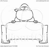 Ninja Chubby Sign Man Clipart Cartoon Cory Thoman Outlined Coloring Vector sketch template