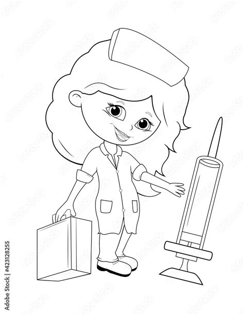 girl doctor coloring cartoon  girl dressed  doctors