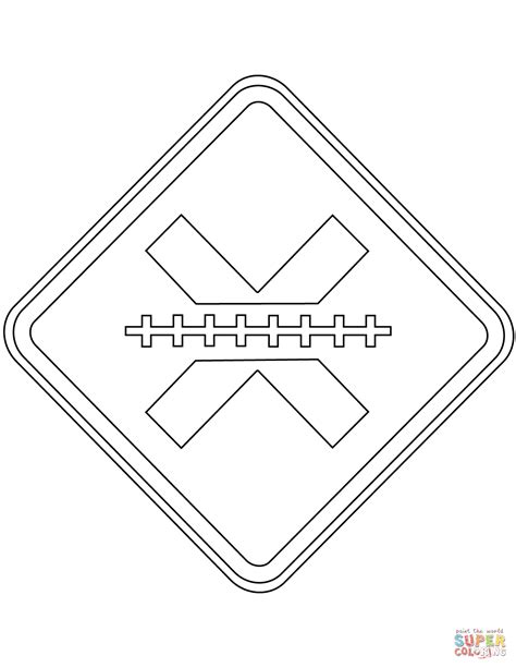 uncontrolled railroad crossing sign  brazil coloring page