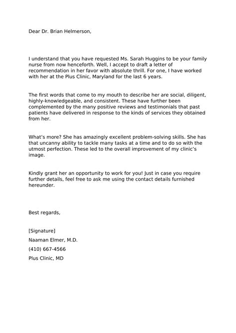 physician assistant pa letter  recommendationtemplate sample