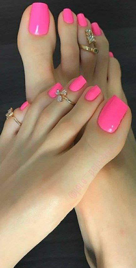 trendy pedicure designs pink toenails toe rings ideas long toenails