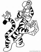 Tigger Coloring Pages Disneyclips Watching Bird sketch template