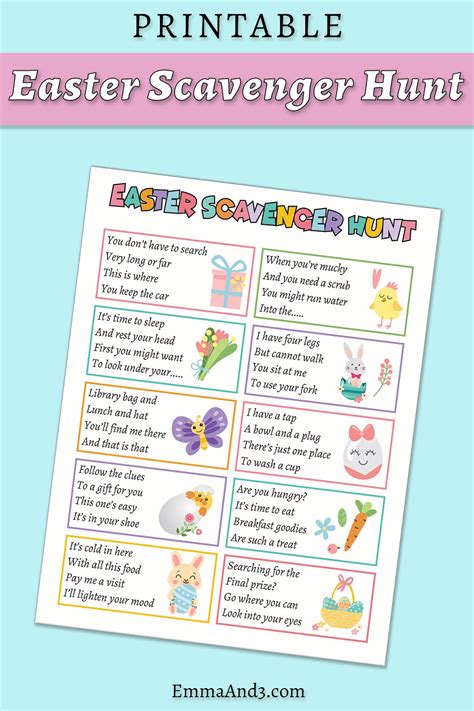 outdoor easter egg hunt clues free printable easter