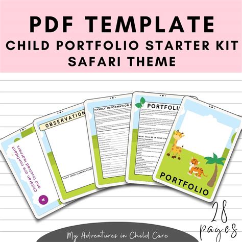 child portfolio templates starter kit safari theme eylf  etsy