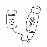 Eraser Coloring Pages Pencil Printable Template sketch template