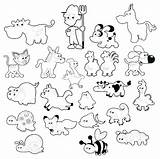 Coloring Farm Animals Pages Animal Printable Kids Preschool Color Preschoolers Sheets Family Drawing Print Collage Cartoon Stock Cute Zoo Animales sketch template