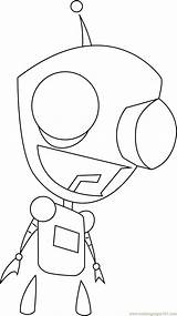 Coloring Gir Invader Zim Watching Pages Cartoon Coloringpages101 Online sketch template