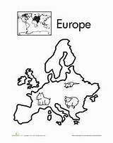 Continents Coloring Seven Worksheets Europe Geography Map Worksheet Color Du Monde Para Continent Kids Pages Tour Coloriage Drawing Mapa Preschool sketch template
