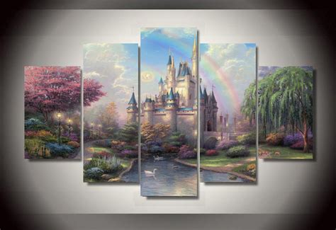 cinderella s castle magical rainbow 5pc wall decor framed