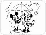 Minnie Valentine Mickey Coloring Pages Disney Hearts Raining Disneyclips sketch template