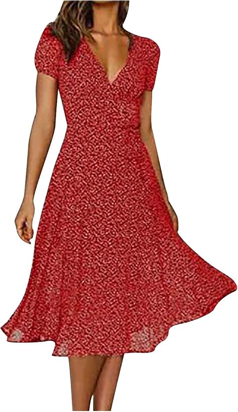 amhomely women dresses sale clearance party elegant ladies  neck polka dot floral print
