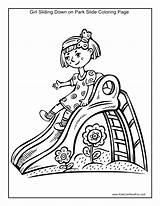 Coloring Pages Park Girl Playground Slide Sliding Kids Kidscanhavefun Fun Mandala sketch template
