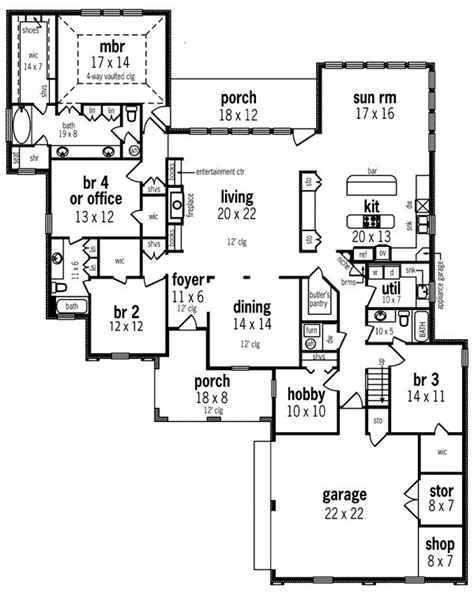 plan br high ceilings  house plans floor plans traditional house plans