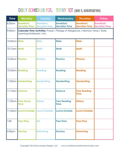 homeschool schedule template