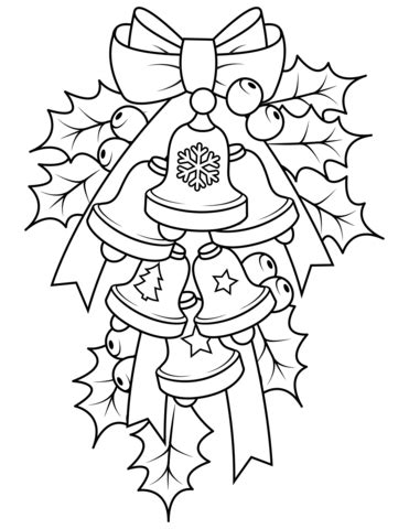 christmas bells  holly coloring page  printable coloring pages