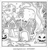 Graveyard Spooky sketch template