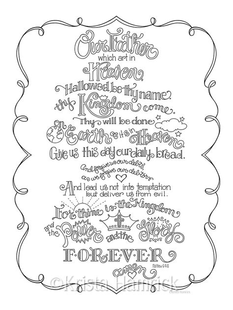 lords prayer coloring page   sizes  etsy uk