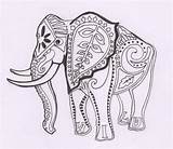 Elephant Indian Coloring Tattoo Head Henna Pages Printable Tattoos Popular Drawings Choose Board sketch template