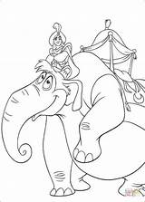 Aladdin Elephant Coloring Pages Riding Color Online Printable sketch template
