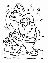 Santa Coloring Bell Claus Pages Ringing sketch template