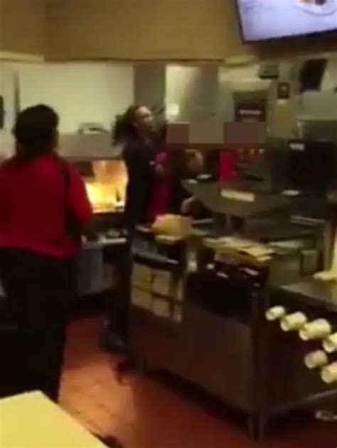 Mcdonalds Workers Brawl Caught On Camera As Pair Row Over Who Gets