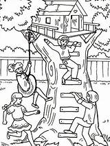Coloring Pages Treehouse Fun Having Tree House Kids Girl Boomhutten Four Their Kleurplaten Color Houses Colouring Playing Printable Colorluna Ewok sketch template