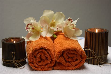 candles physio towels indoors close  relax flower head