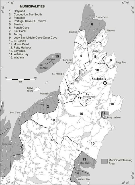 map showing municipalities   northeast avalon peninsula area