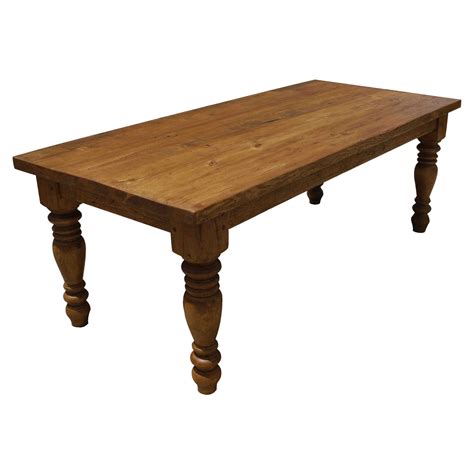 sienna reclaimed wood turned leg dining table mortise tenon