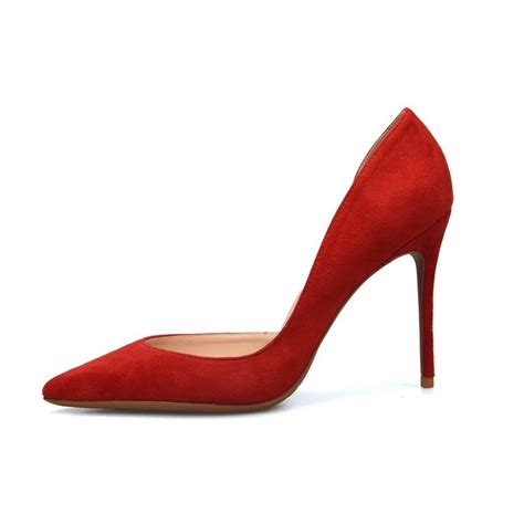 cherry red suede heel pumps super  studio