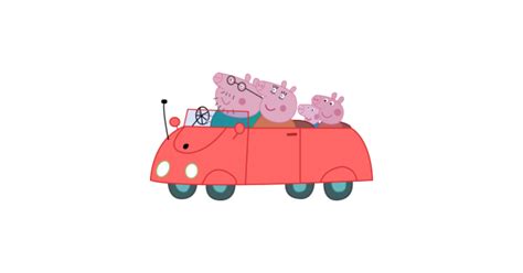peppa pig  family   car peppa pig sticker teepublic