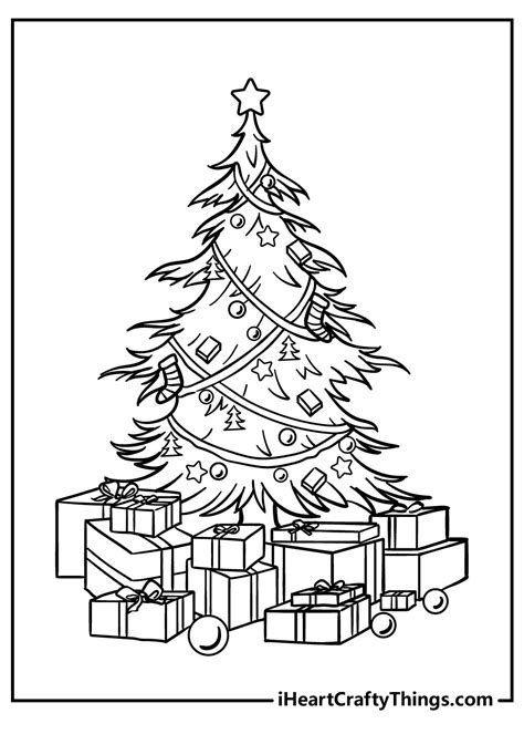 christmas tree coloring page christmas tree  ornaments  gifts
