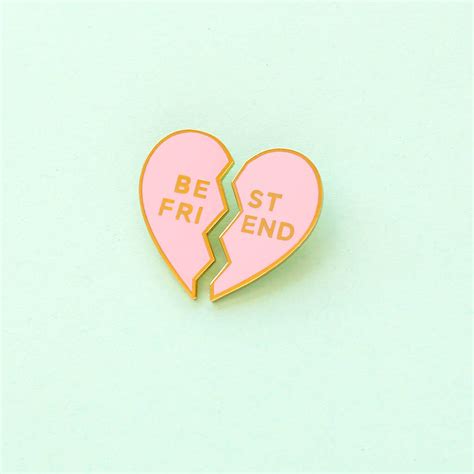 Best Friends Heart Enamel Pin Pink By Old English Company