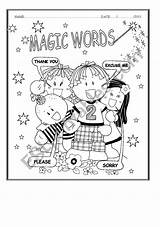 Magic Words Worksheet Worksheets Kindergarten Kids Esl Thank Activities Color Eslprintables Preview Alpha Rose Choose Board Teaching Resources Other sketch template