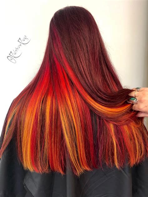 pin  rainbowrage  hair   rainbow rage sunset hair fire hair color fire hair