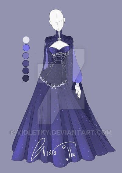Purple Flowing Dress Anime Dress Dress Drawing Costume