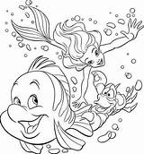Coloring Ariel Pages Mermaid Princess Little sketch template