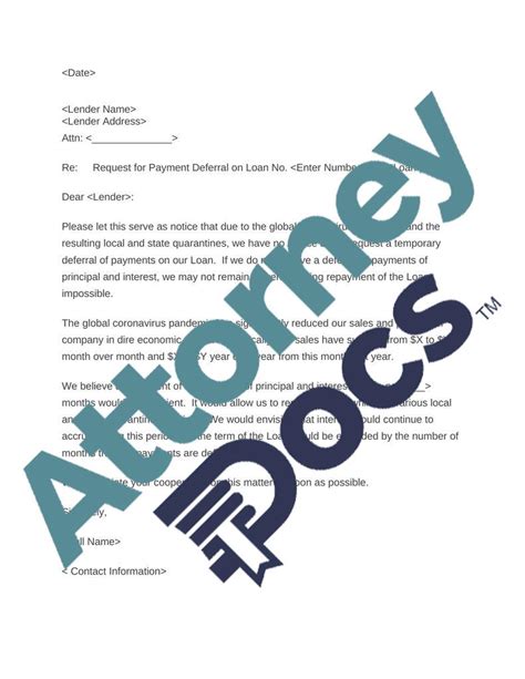 deferment letter due  covid  attorney docs