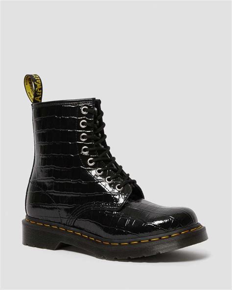 buy dr martens patent croc emboss boots black lamper croc scandinavian fashion store