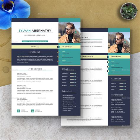 resume cv 2 page and cover letter by decorative graphicriver