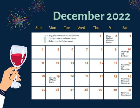 december  calendar  holidays