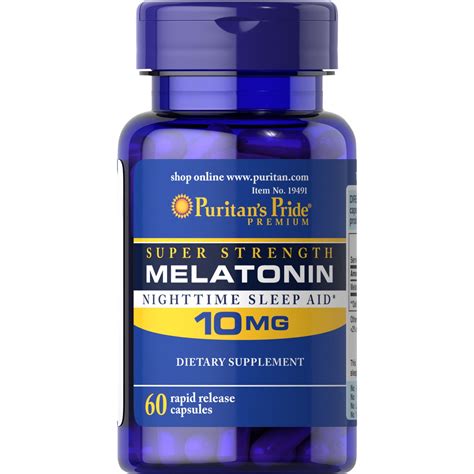 Puritans Pride Super Strength Melatonin Supplement 10 Mg White 60