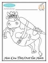 Coloring Pages Cow Moon Over Printable Jumped Moo Kids Book Jump Books Template Crafts Garfield Categories sketch template