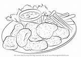 Chicken Nuggets Drawing Draw Food Step Snacks Tutorials Drawingtutorials101 sketch template
