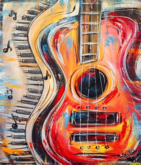 funky abstract colorful guitar  keyboard  sheilasmithdesigns art