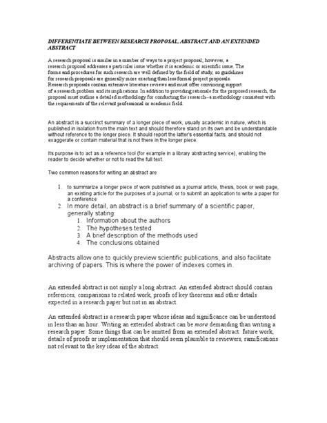 differentiate  research proposal abstract summary academic